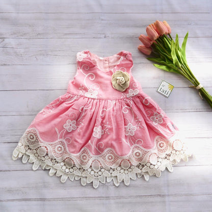 Iris Dress in Fancy Pink Lace - Lil' Tati