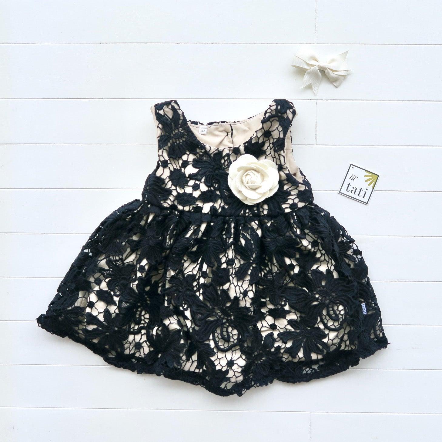 Iris Dress in Midnight Blue Lace - Lil' Tati