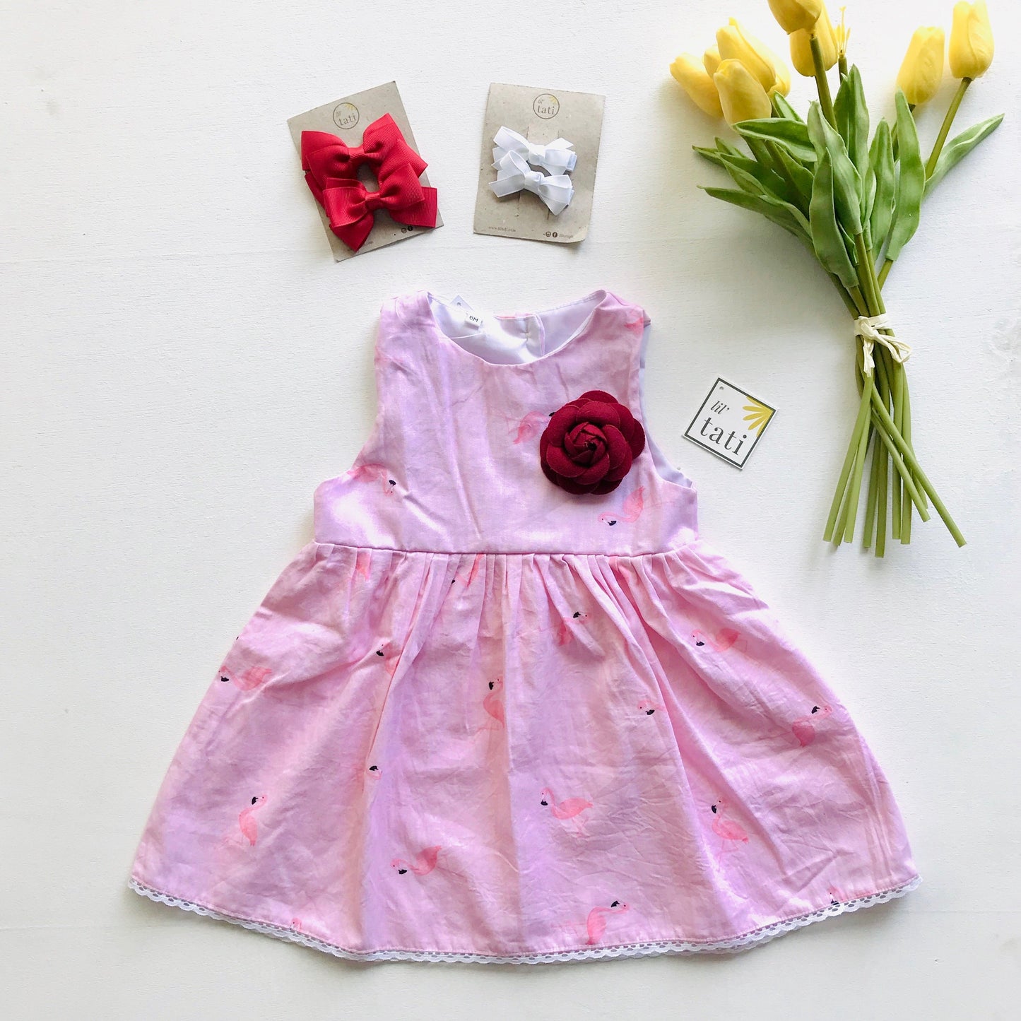 Iris Dress in Mini Flamingo Pink - Lil' Tati