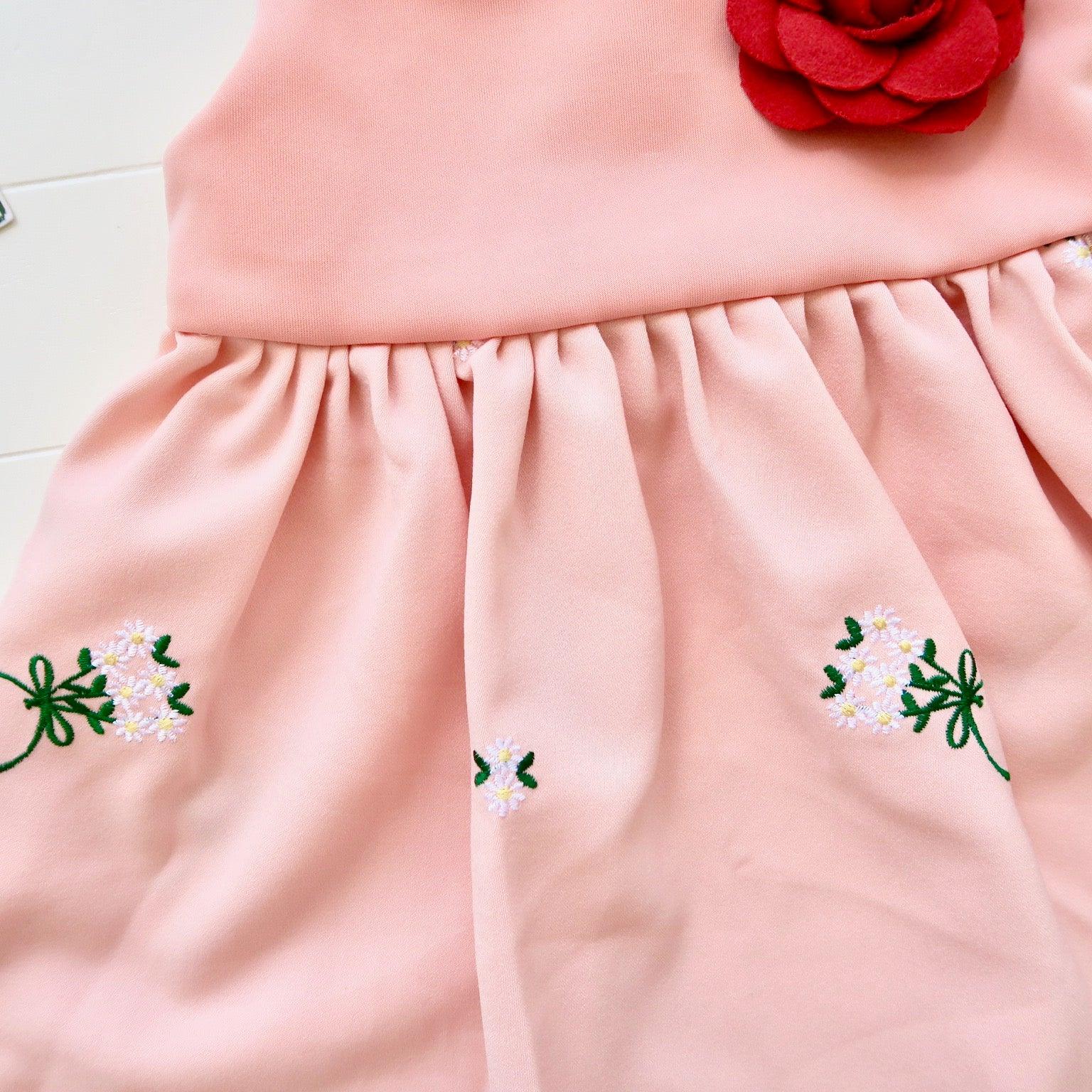 Iris Dress in Peach Embroidery - Lil' Tati