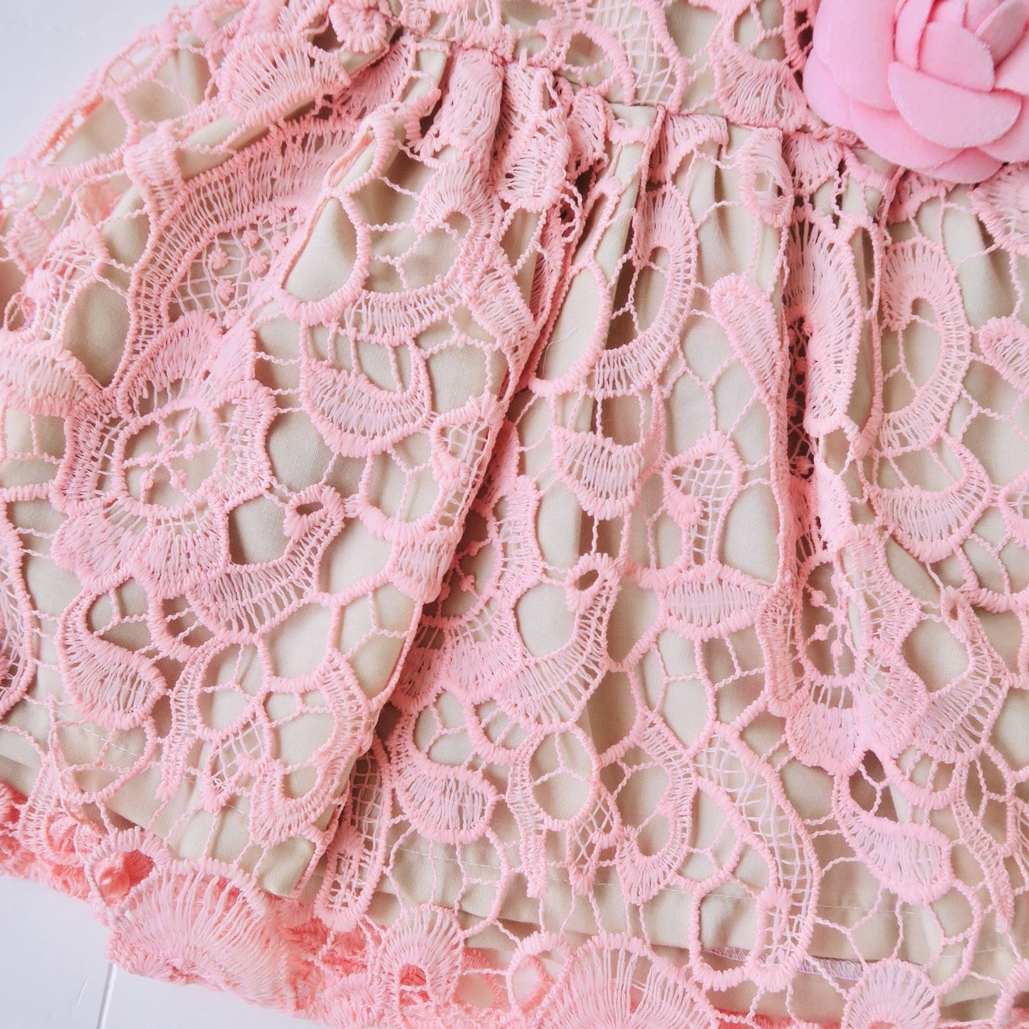 Iris Dress in Pink Cotton Lace - Lil' Tati