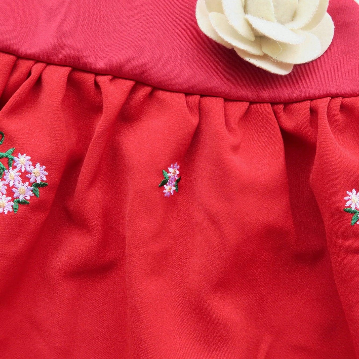 Iris Dress in Red Floral Embroidery - Lil' Tati