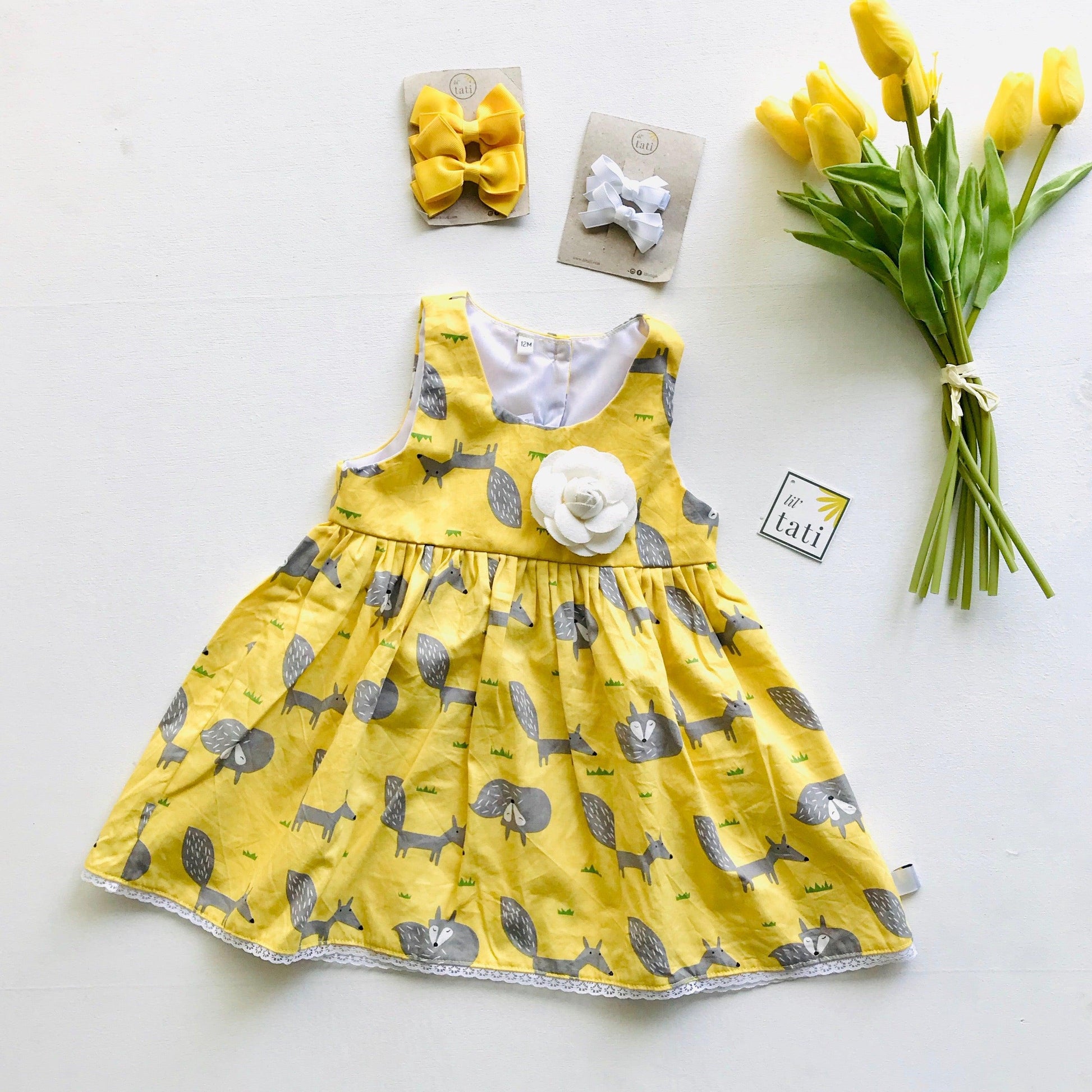Iris Dress in Yellow Fox - Lil' Tati