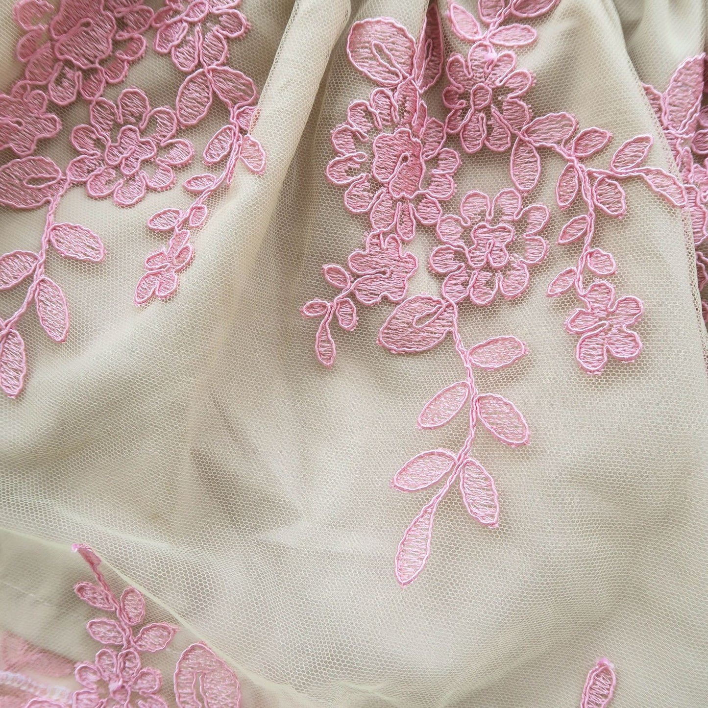 Lotus Dress in Pink Embroidery Tulle - Lil' Tati