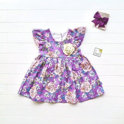 Lotus Dress in Purple Flowers - Lil' Tati