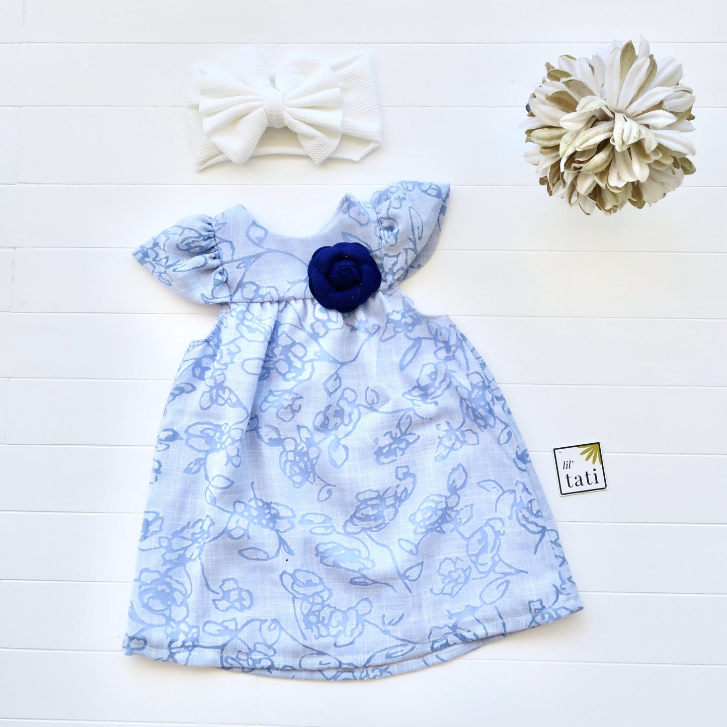 Magnolia Dress in Aerial Blue - Lil' Tati