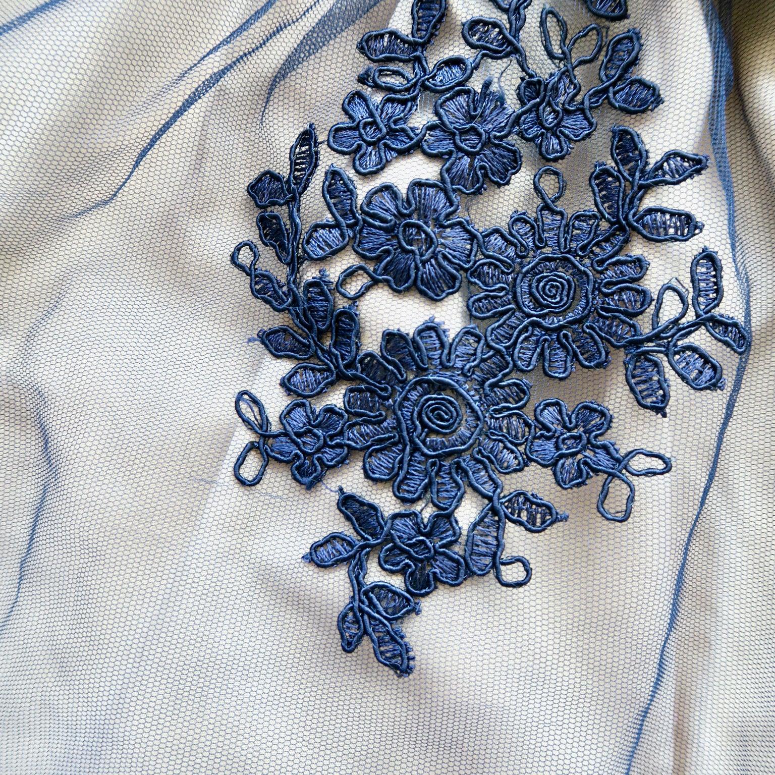 Magnolia Dress in Fancy Blue Tulle Embroidery - Lil' Tati