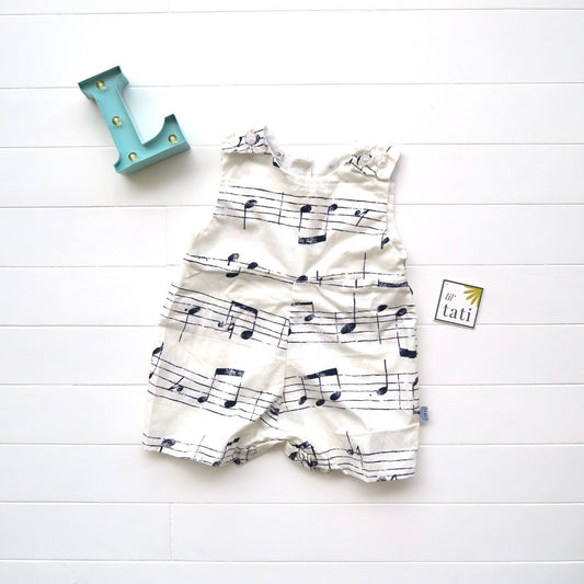 Oak Playsuit in Musical Notes White Print - Lil' Tati