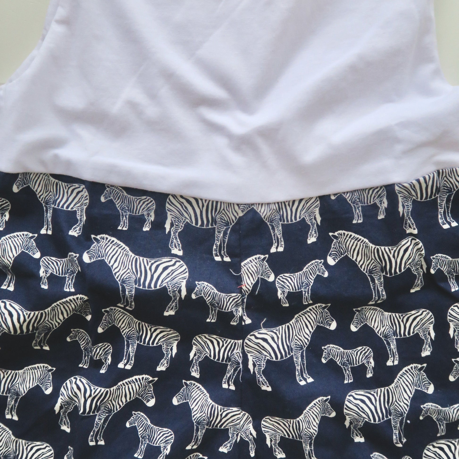 Oak Playsuit in White Stretch & Navy Zebra Print - Lil' Tati