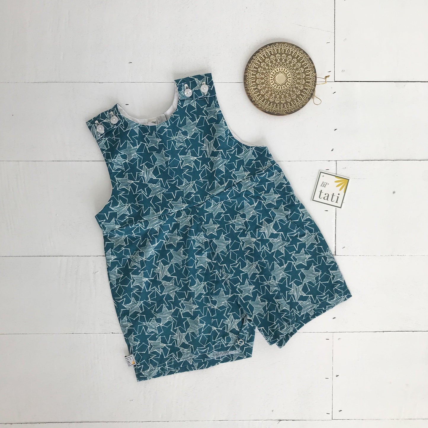 Oak Playsuit in Bluegreen Stars - Lil' Tati