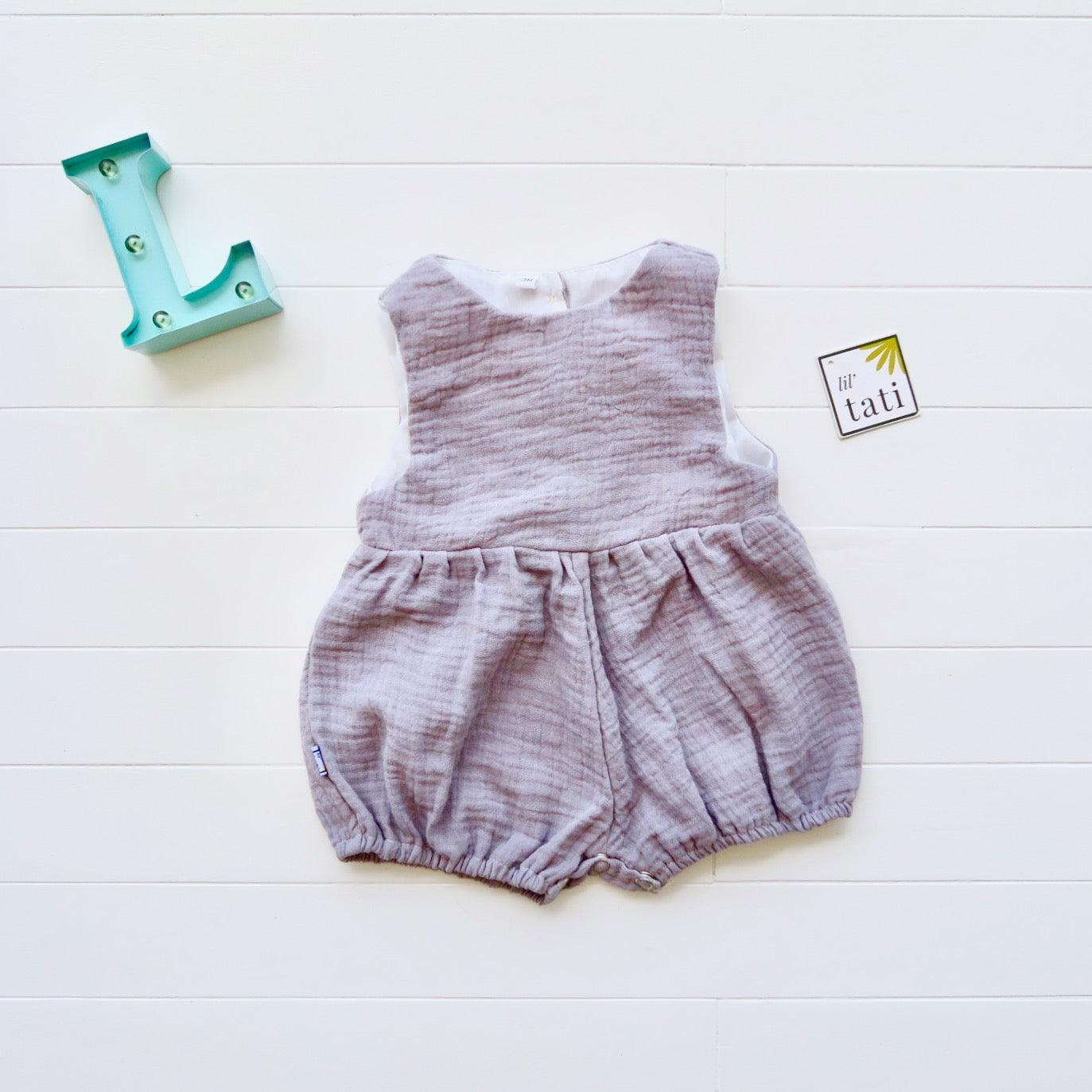 Orchid Playsuit in Crepe - Gray - Lil' Tati
