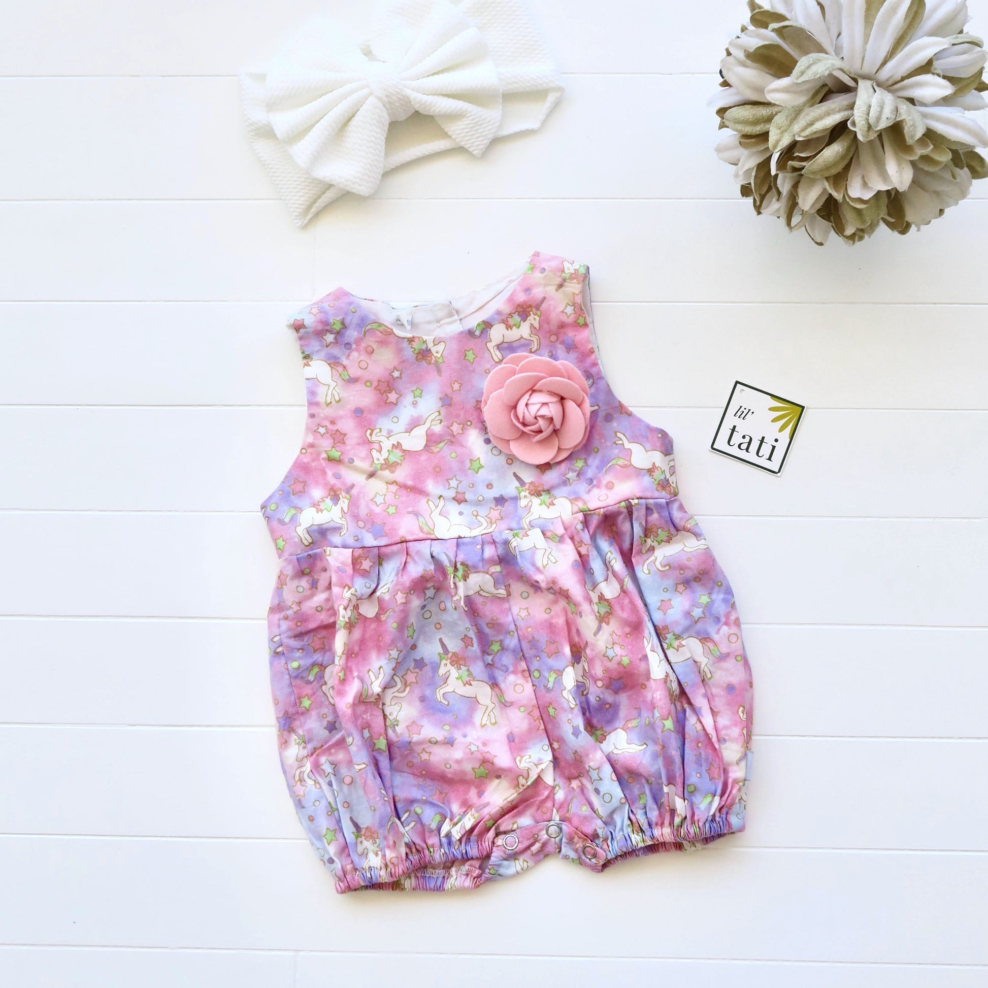 Orchid Playsuit in Magical Unicorn Print - Lil' Tati