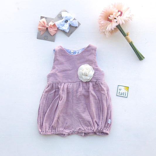 Orchid Playsuit in Crepe - Light Old Rose - Lil' Tati