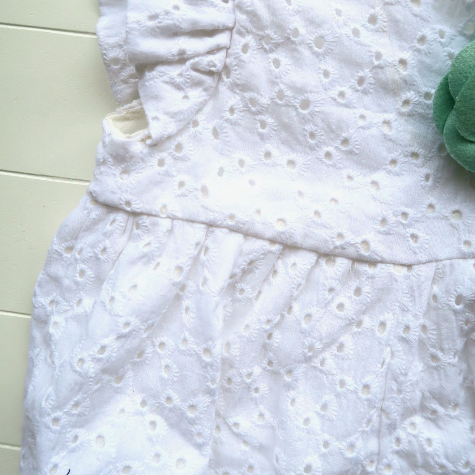 Orchid Playsuit - Ruffle Sleeves in Santan Petal White Eyelet - Lil' Tati