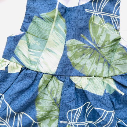 Orchid Playsuit in Banana Leaves Blue - Lil' Tati