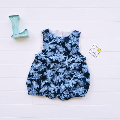 Orchid Playsuit in Blue Coconut Trees Print - Lil' Tati