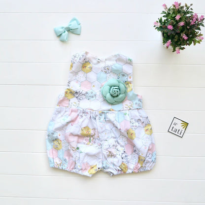 Orchid Playsuit in Pastel Merry Hexagon - Lil' Tati