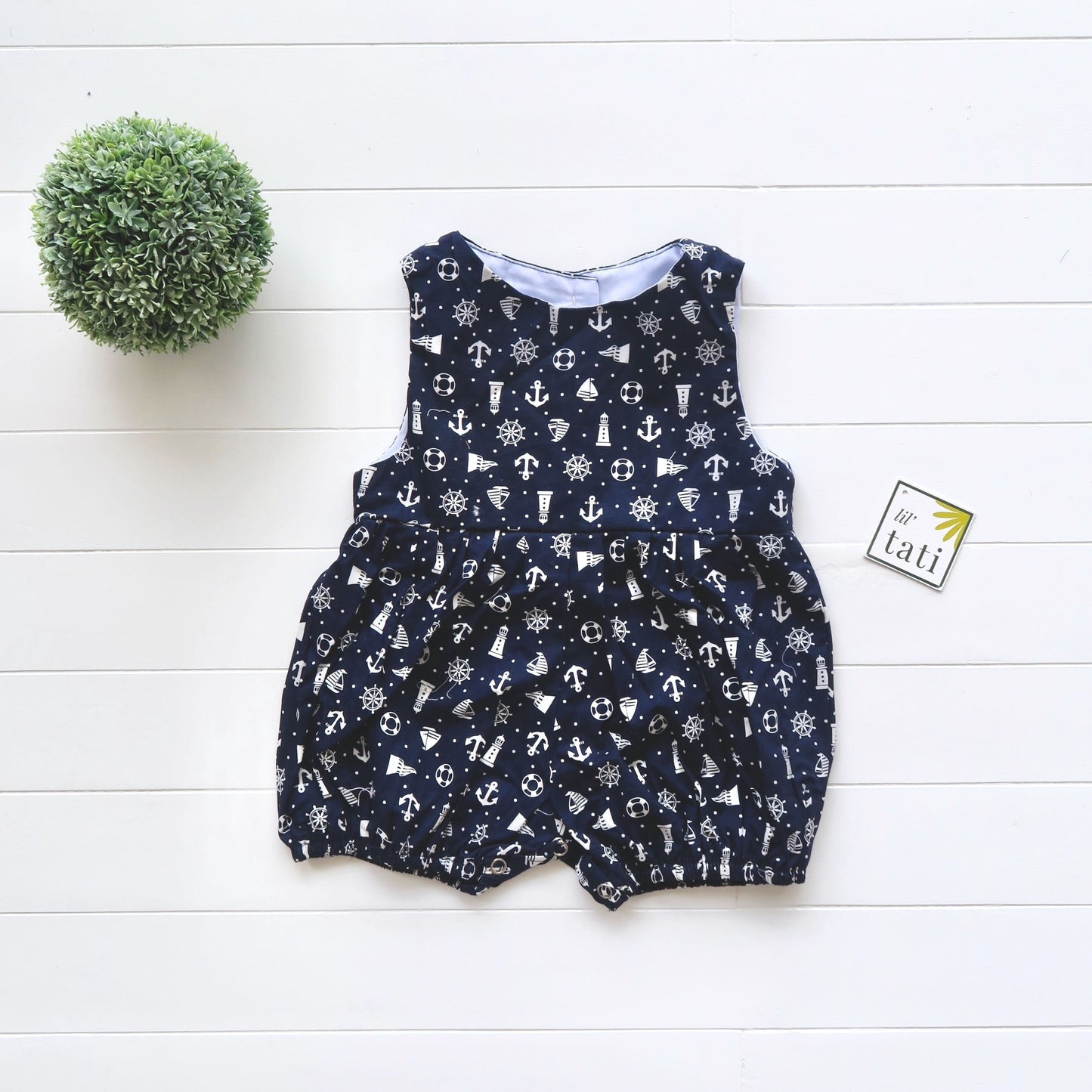 Orchid Playsuit in Sailor Blue Print - Lil' Tati