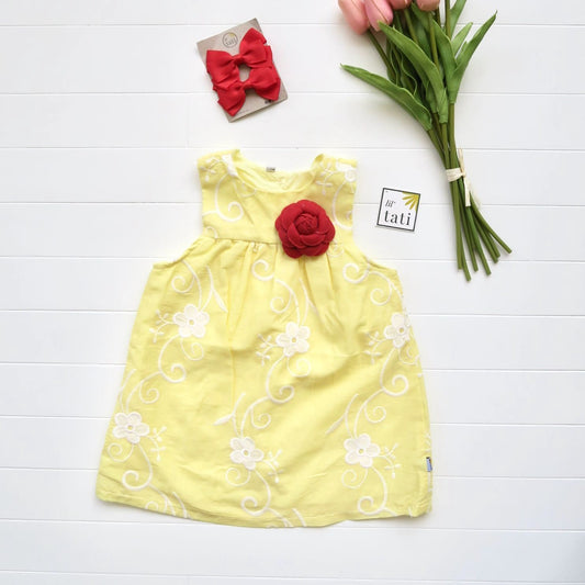 Peony Dress in Fancy Yellow Lace - Lil' Tati