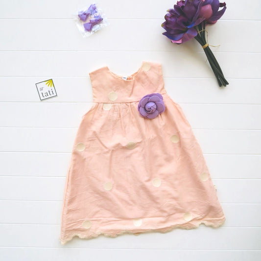 Peony Dress in Peach Polka Embroidery - Lil' Tati