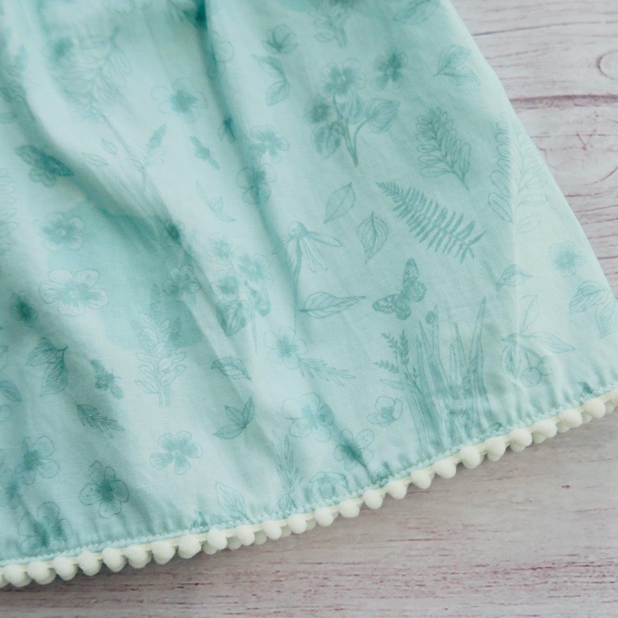 Periwinkle Dress in Green Flowers Print - Lil' Tati