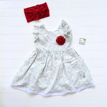 Periwinkle Dress in Pastel Mini Garden Print - Lil' Tati