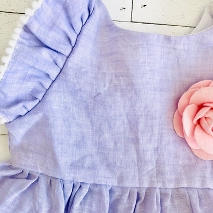 Periwinkle Dress in Purple Linen - Lil' Tati