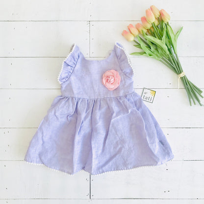 Periwinkle Dress in Purple Linen - Lil' Tati