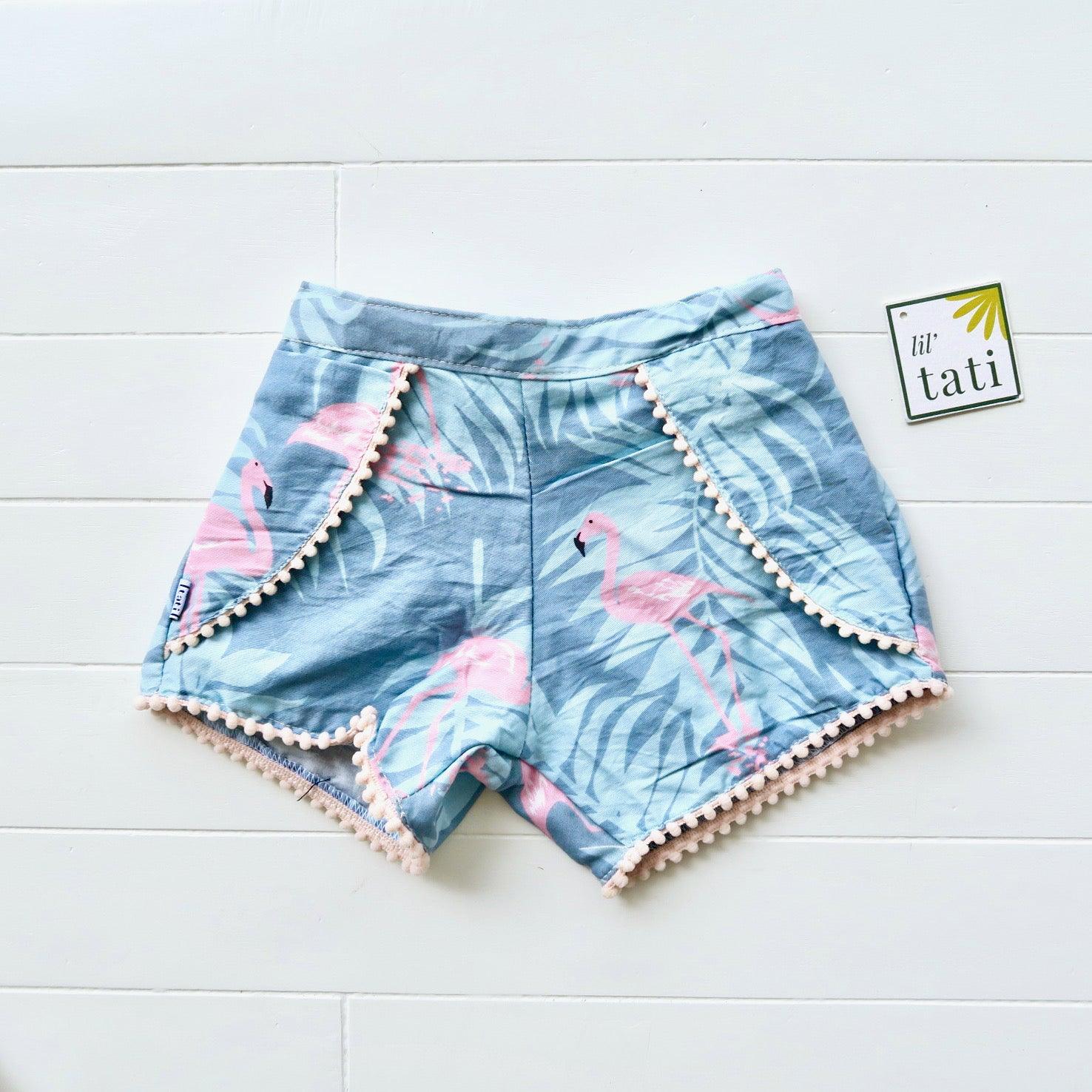 Pompom Shorts in Flamingo Summer Pink Pompom - Lil' Tati