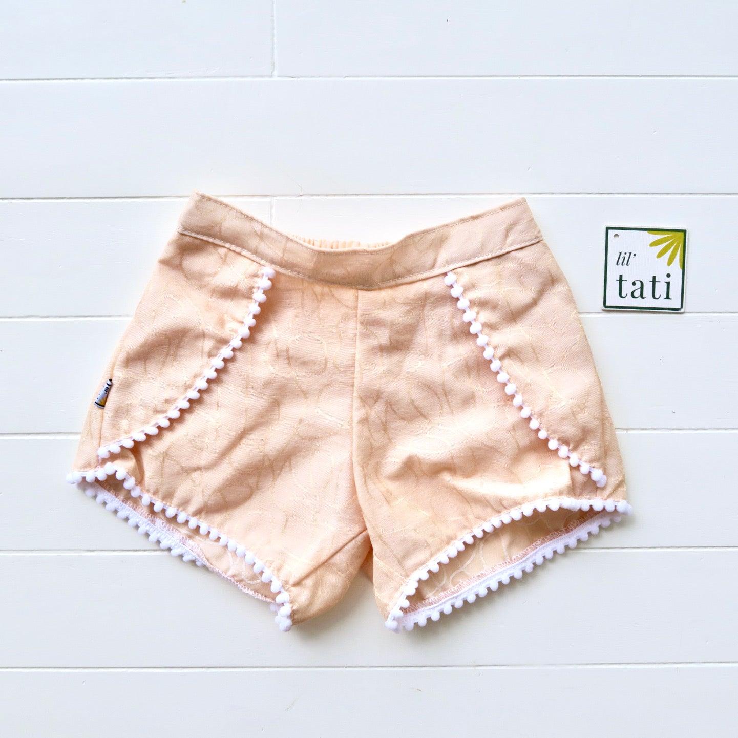 Pompom Shorts in Peach Shine - Lil' Tati