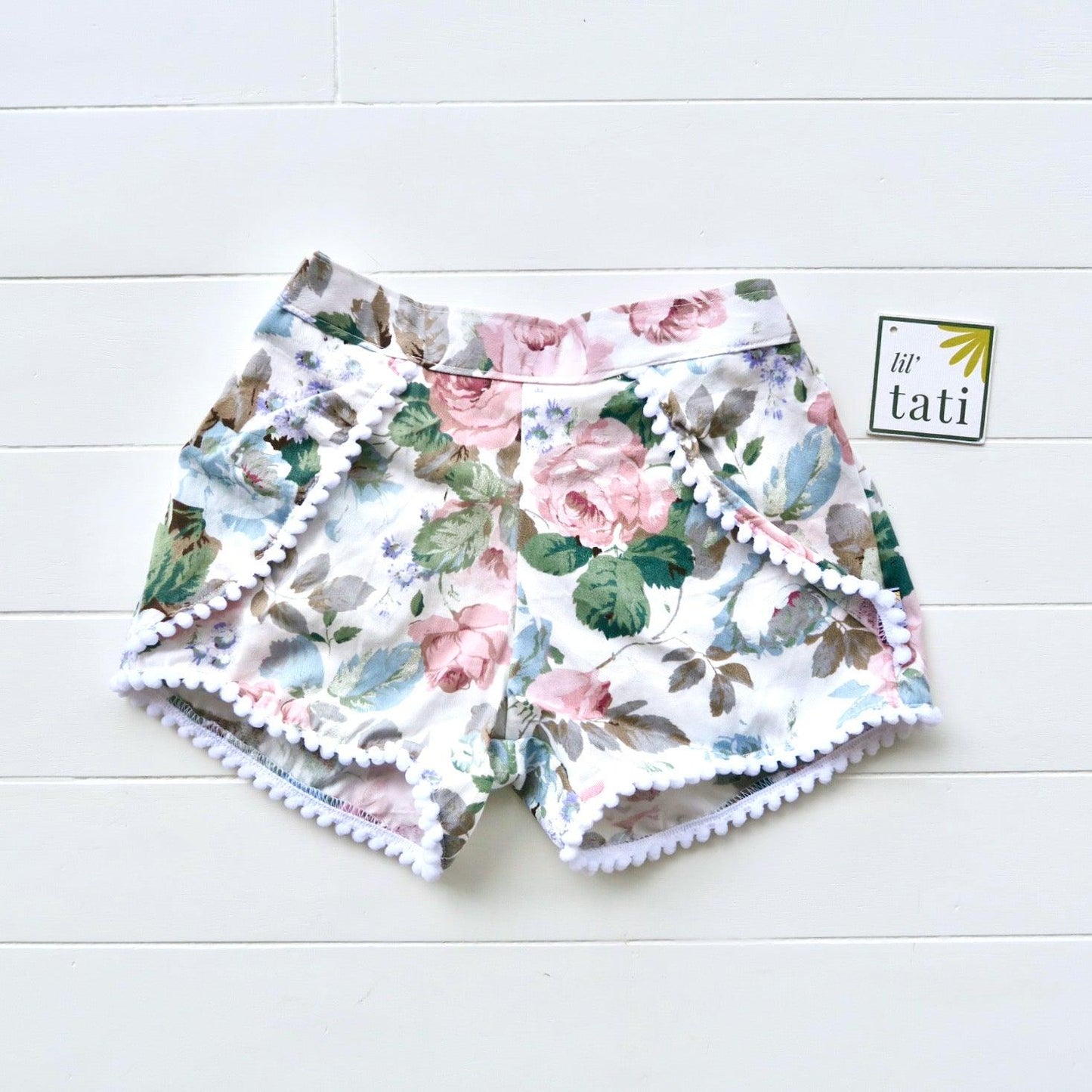 Pompom Shorts in Rose Beauty - Lil' Tati
