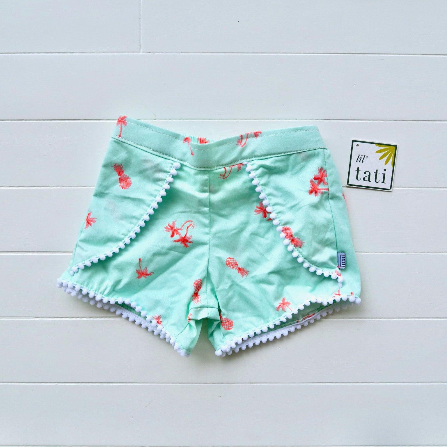Pompom Shorts in Tropical Mint - Lil' Tati