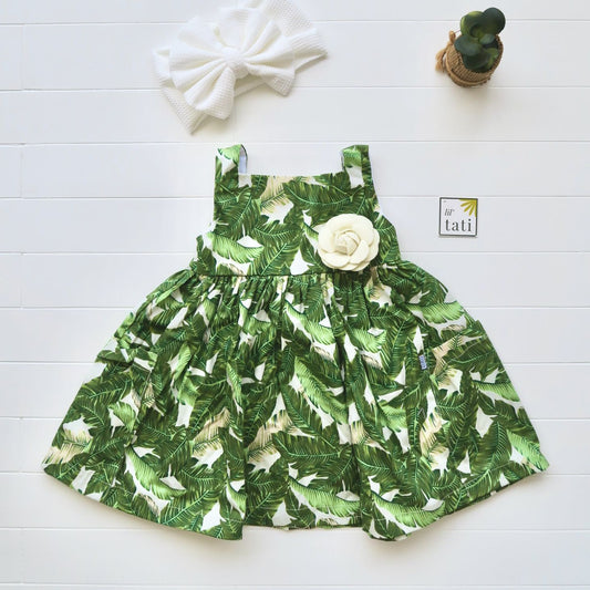 Poppy Dress in Banana Leaves Collage Print - Lil' Tati