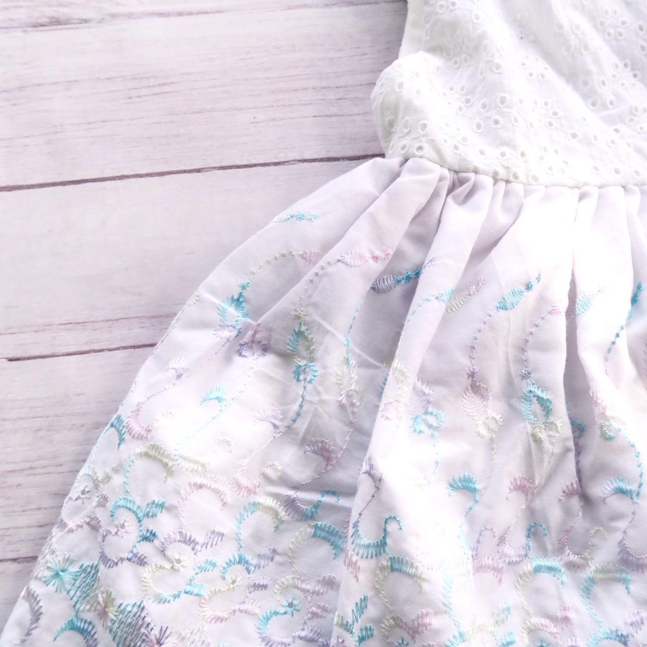 Poppy Dress in White Eyelet and Lilac Rainbow Eyelet - Lil' Tati