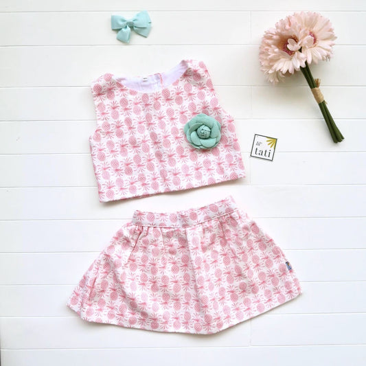 Sage Top and Skirt in Pink Pineapple - Lil' Tati