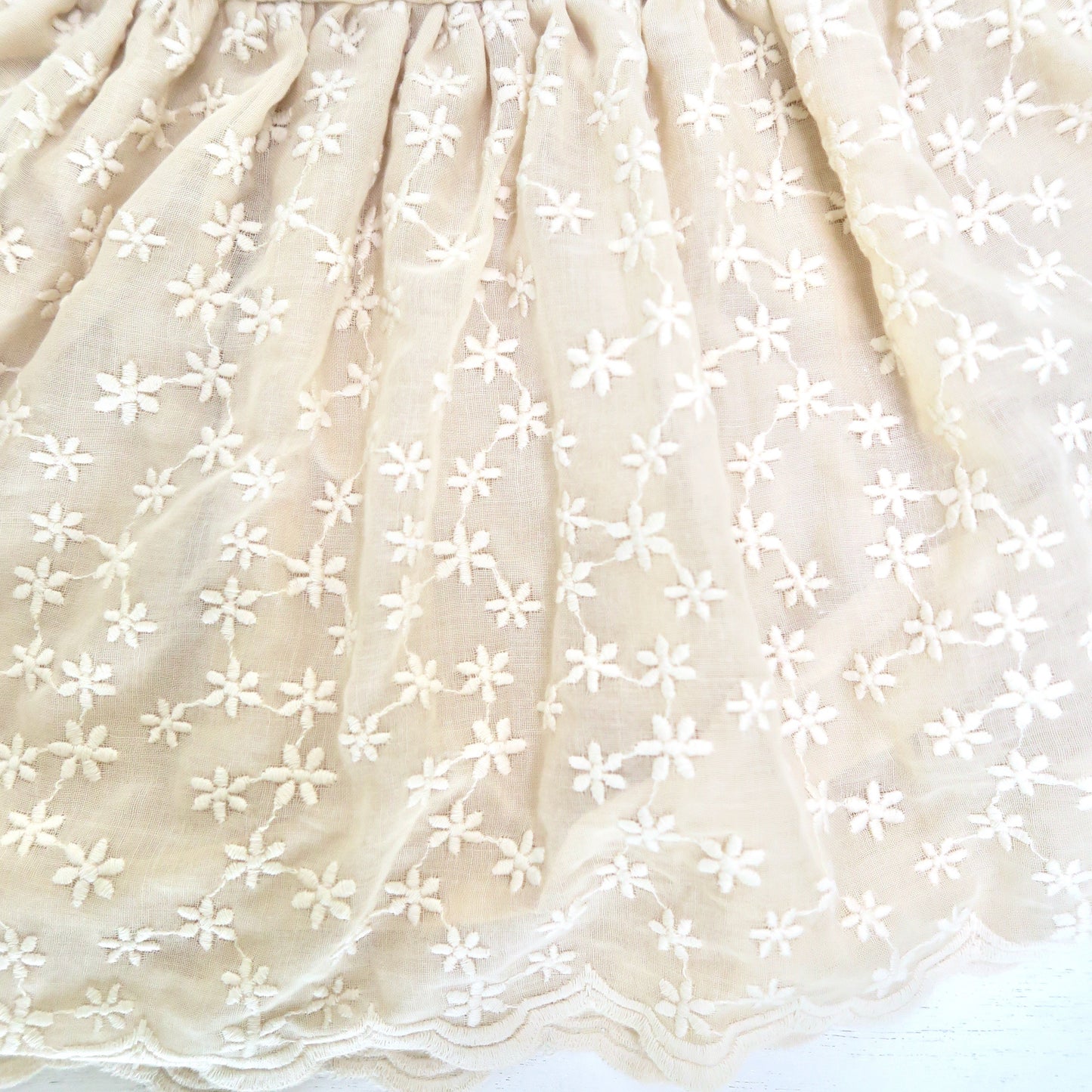 Periwinkle Dress in Santan Embroidery Beige - Lil' Tati