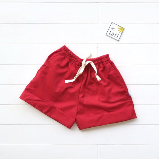 Sundrop Shorts in Red Cotton - Lil' Tati