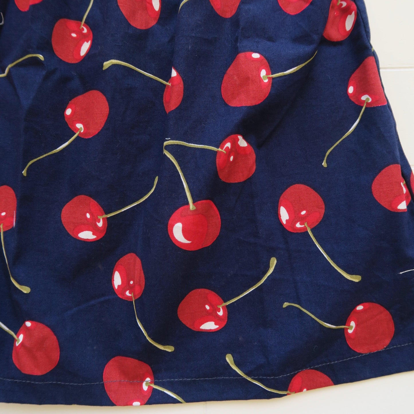 Tea Rose Dress in Navy Cherries Print - Lil' Tati