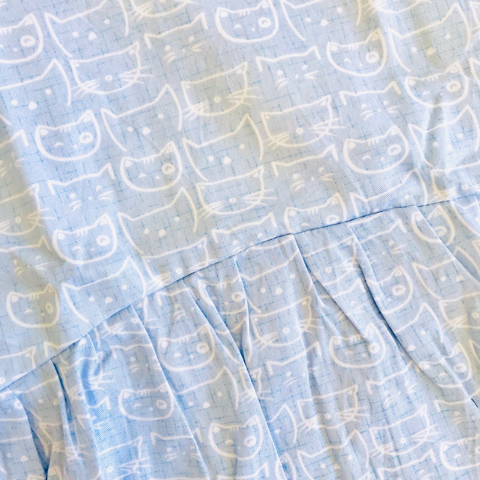 Daisy Dress in Cat Stamp Blue Print - Lil' Tati