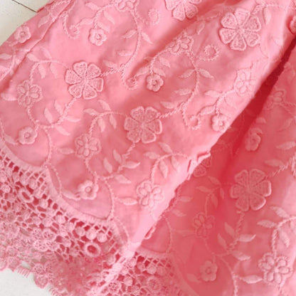 Iris Dress in Pink Floral Origami Eyelet - Lil' Tati