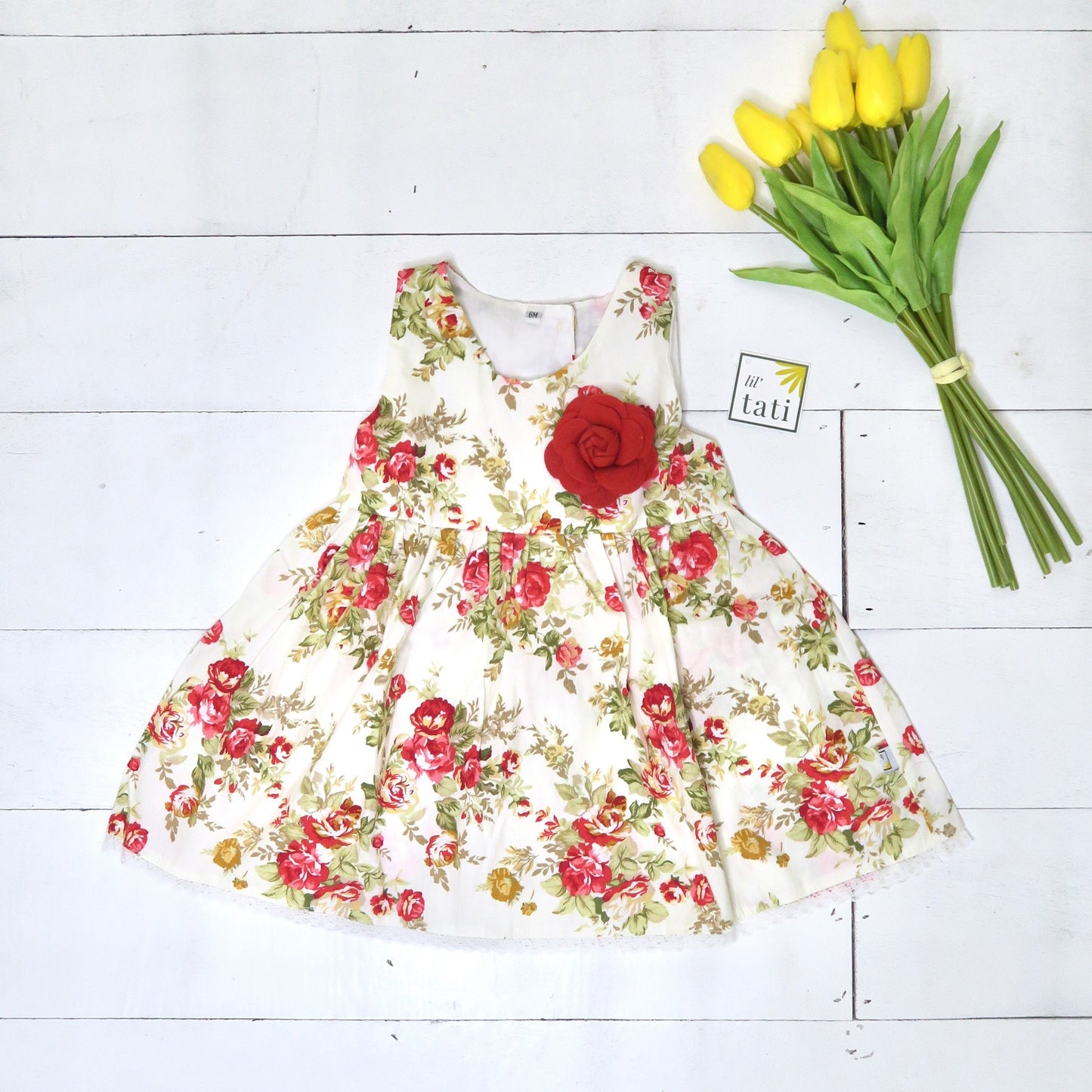 Iris Dress in Red Flowers - Lil' Tati