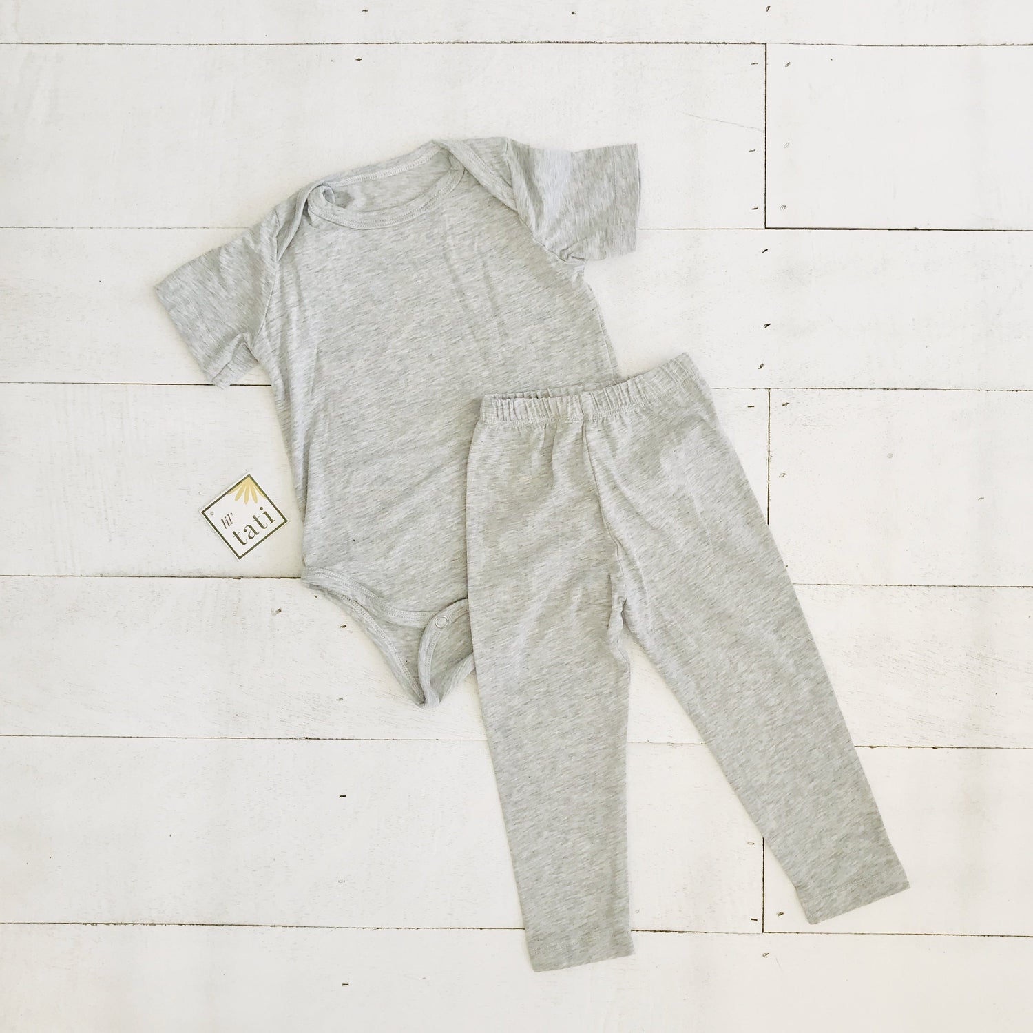 Cotton Stretch Onesie & Leggings Set - Gray - Lil' Tati