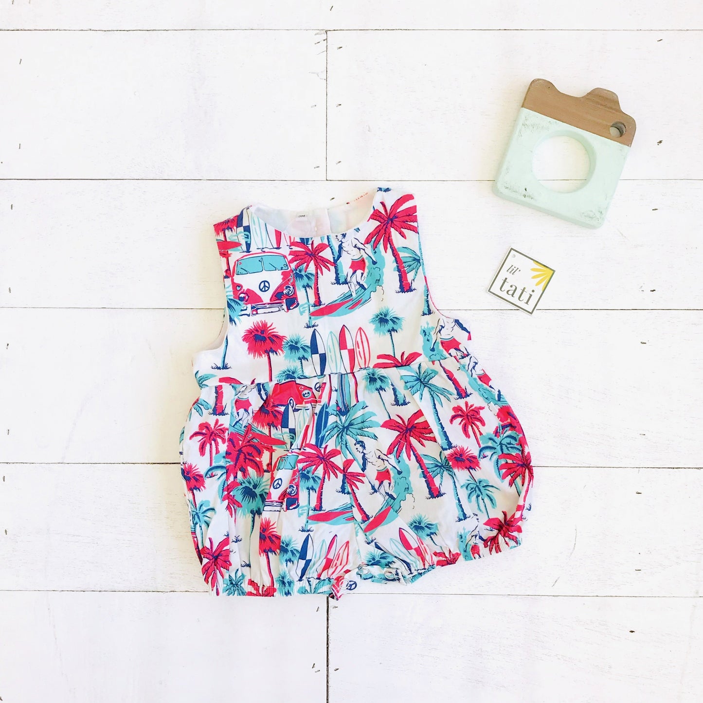 Orchid Playsuit in Beach Red Mint - Lil' Tati