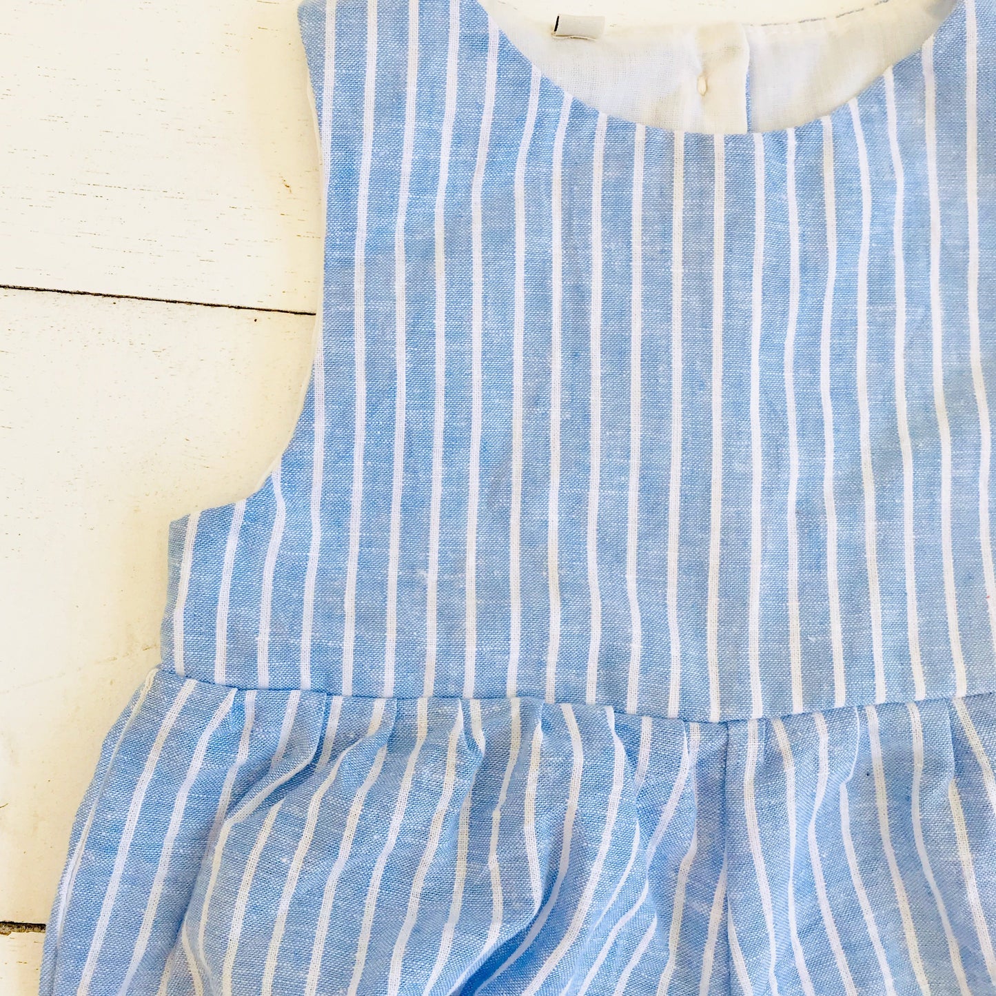 Orchid Playsuit in Blue Bell Stripes Linen - Lil' Tati