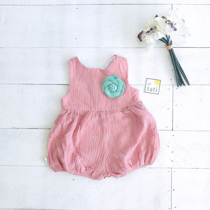 Orchid Playsuit in Crepe - Leafy Old Rose - Lil' Tati