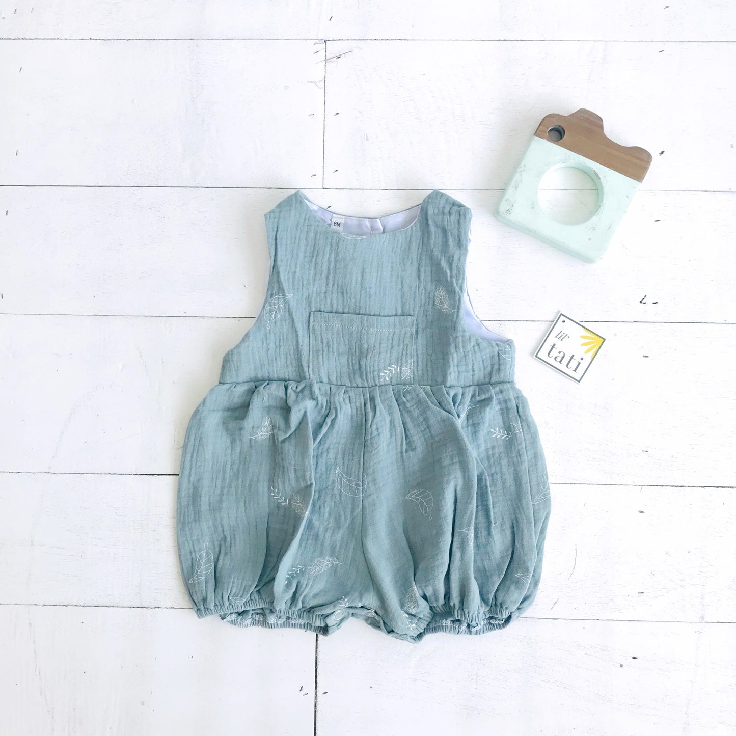 Orchid Playsuit with Front Pocket in Crepe - Leafy Sage - Lil' Tati