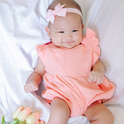 Orchid Playsuit - Ruffle Sleeves in Crepe - Dandelion Cream - Lil' Tati