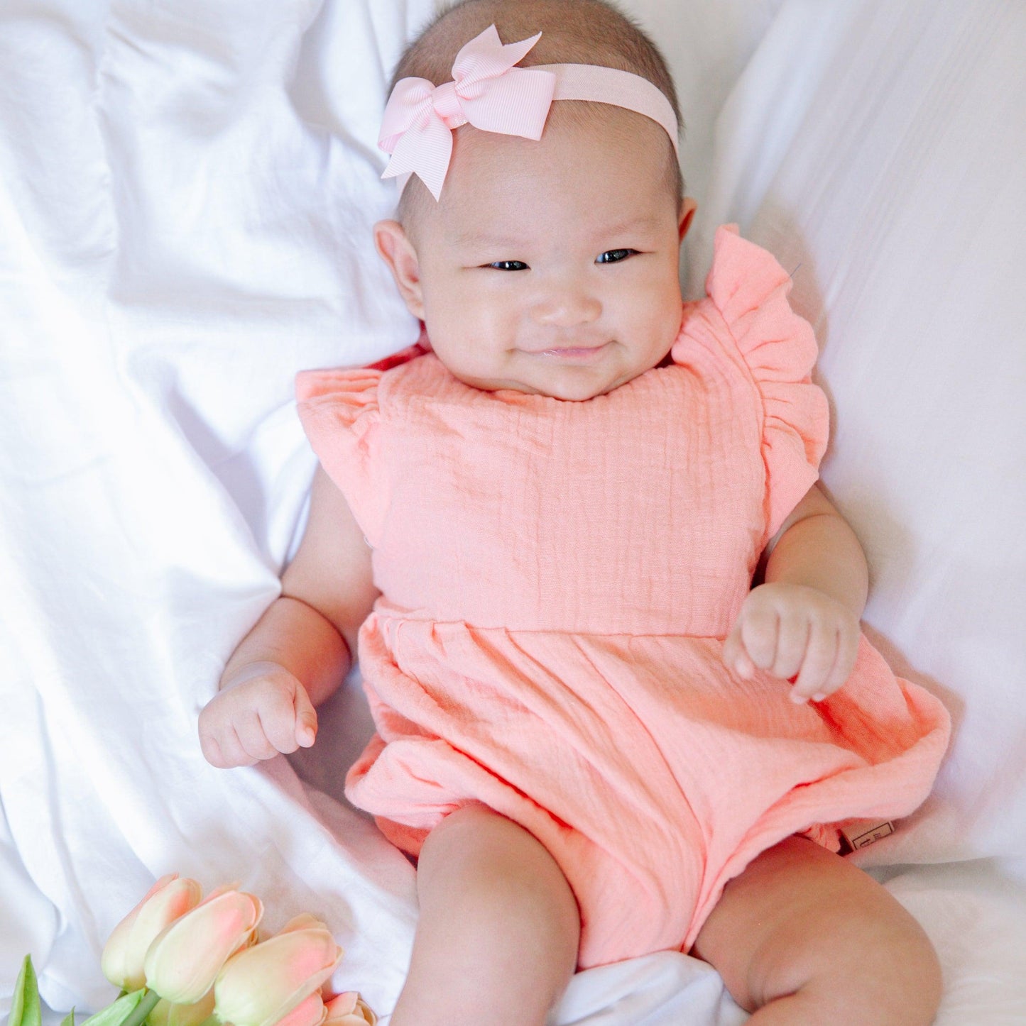 Orchid Playsuit - Ruffle Sleeves in Purple Checkered Linen - Lil' Tati