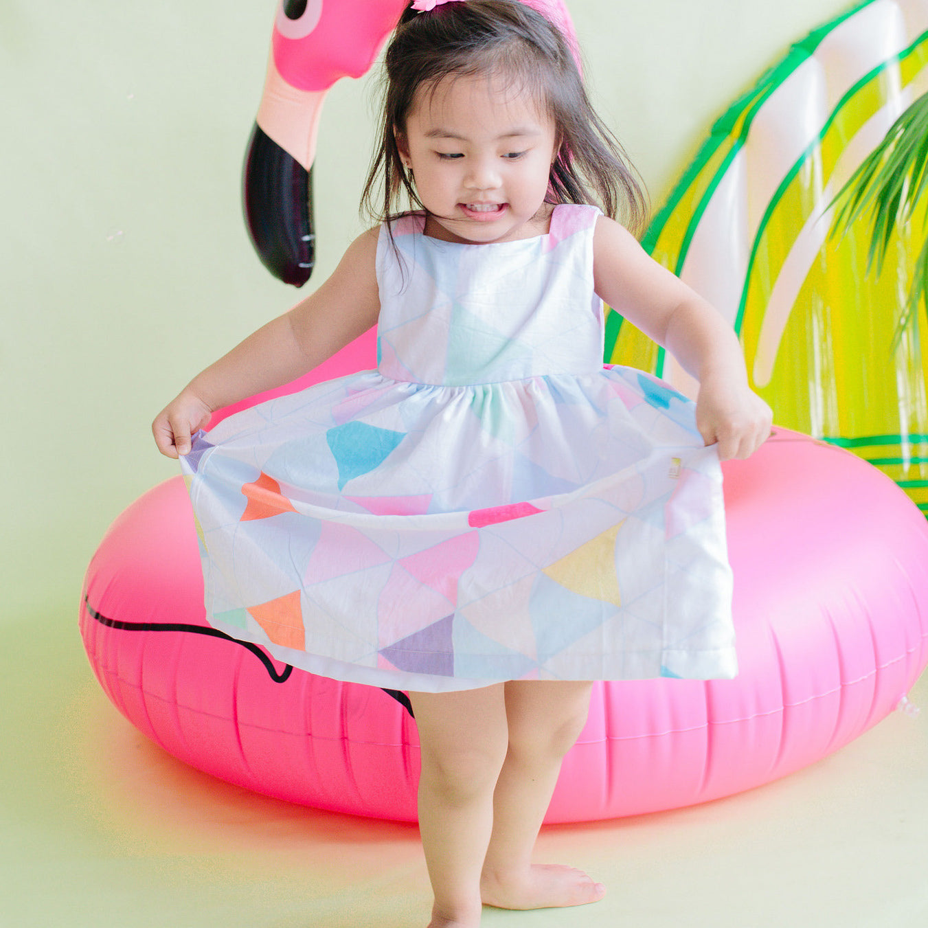 Poppy Dress in Banana Leaves Collage Print - Lil' Tati