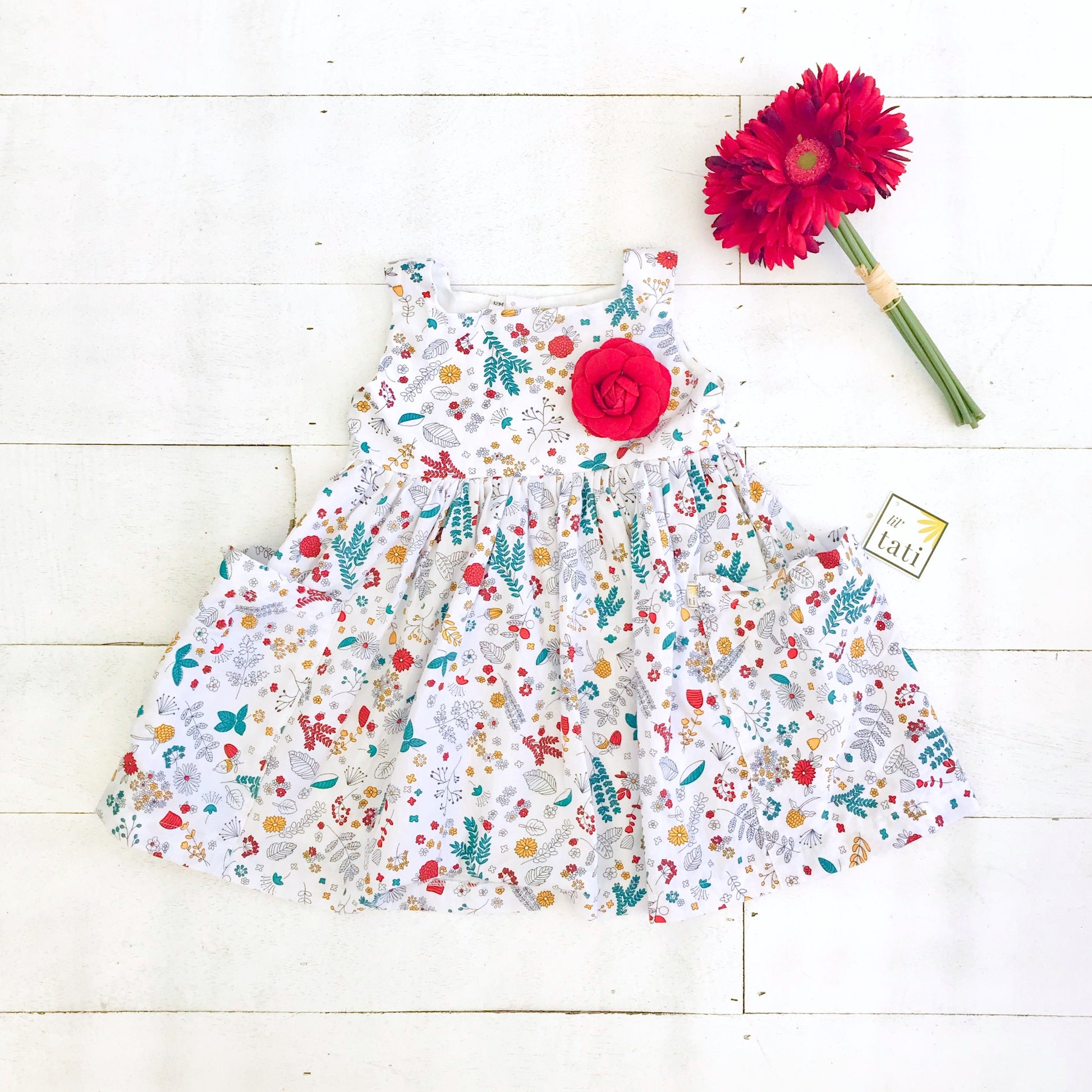 Poppy Dress in Into the Garden Print - Lil' Tati